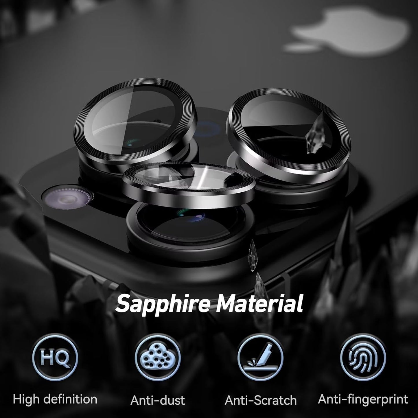 LuaOluar 3X2 Pack Camera Lens Protector Compatible for iPhone 15 Pro Max/for iPhone 15 Pro, 9H Tempered Glass Cover, Drop Protection, Scratch Resistant, Automatic Alignment, Night Shooting Mode