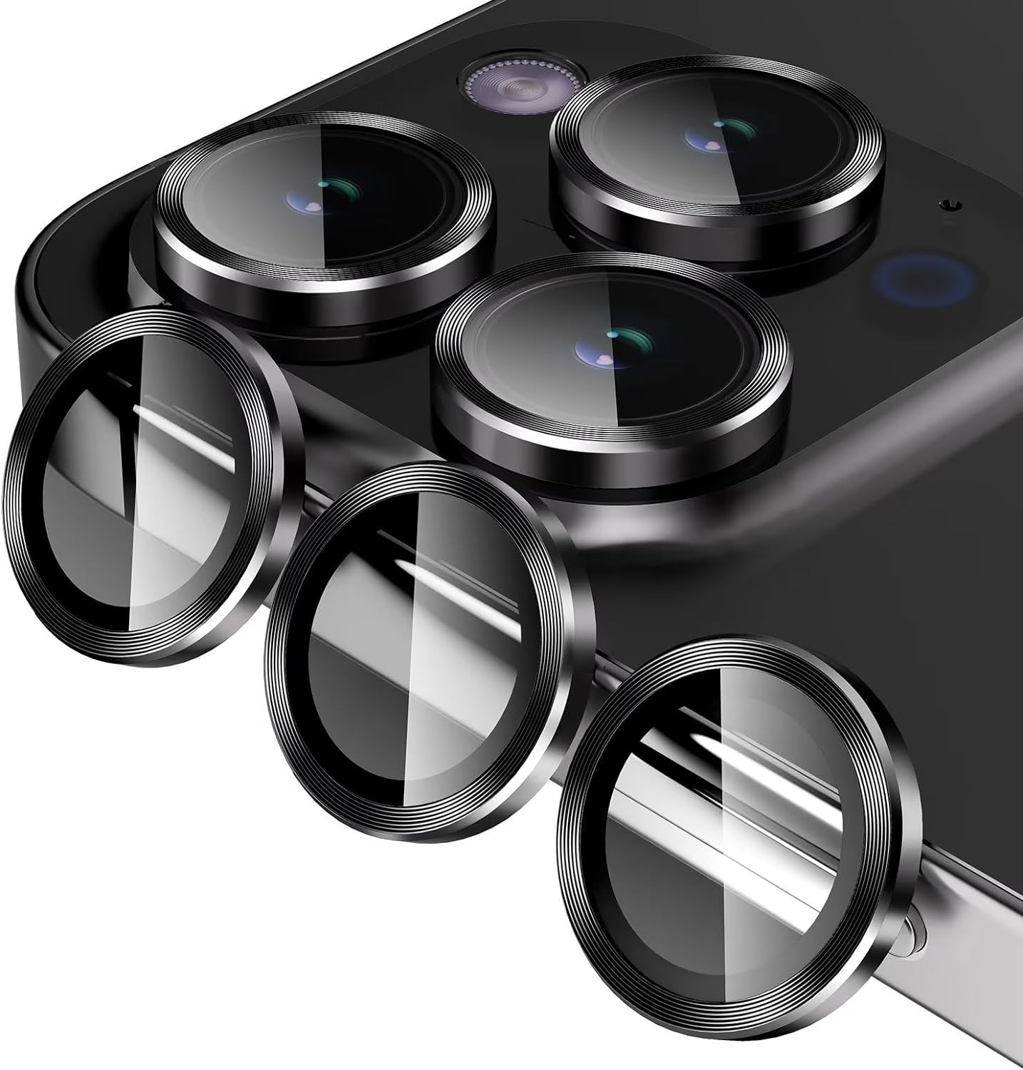 LuaOluar 3X2 Pack Camera Lens Protector Compatible for iPhone 15 Pro Max/for iPhone 15 Pro, 9H Tempered Glass Cover, Drop Protection, Scratch Resistant, Automatic Alignment, Night Shooting Mode